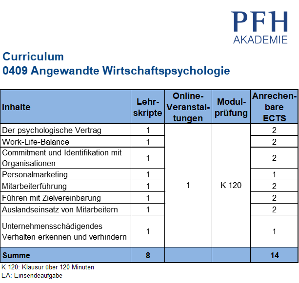 Curriculum Angewandte Wirtschaftspsychologie