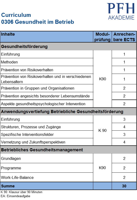 Curriculum Gesundheit im Betrieb