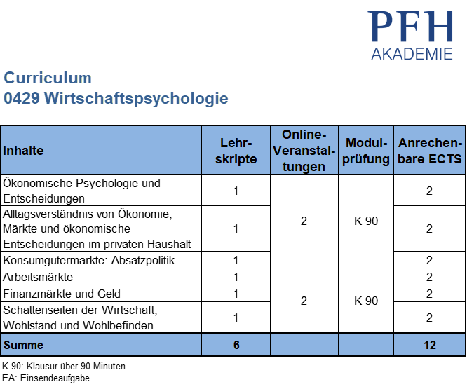 Curriculum Wirtschaftspsychologie